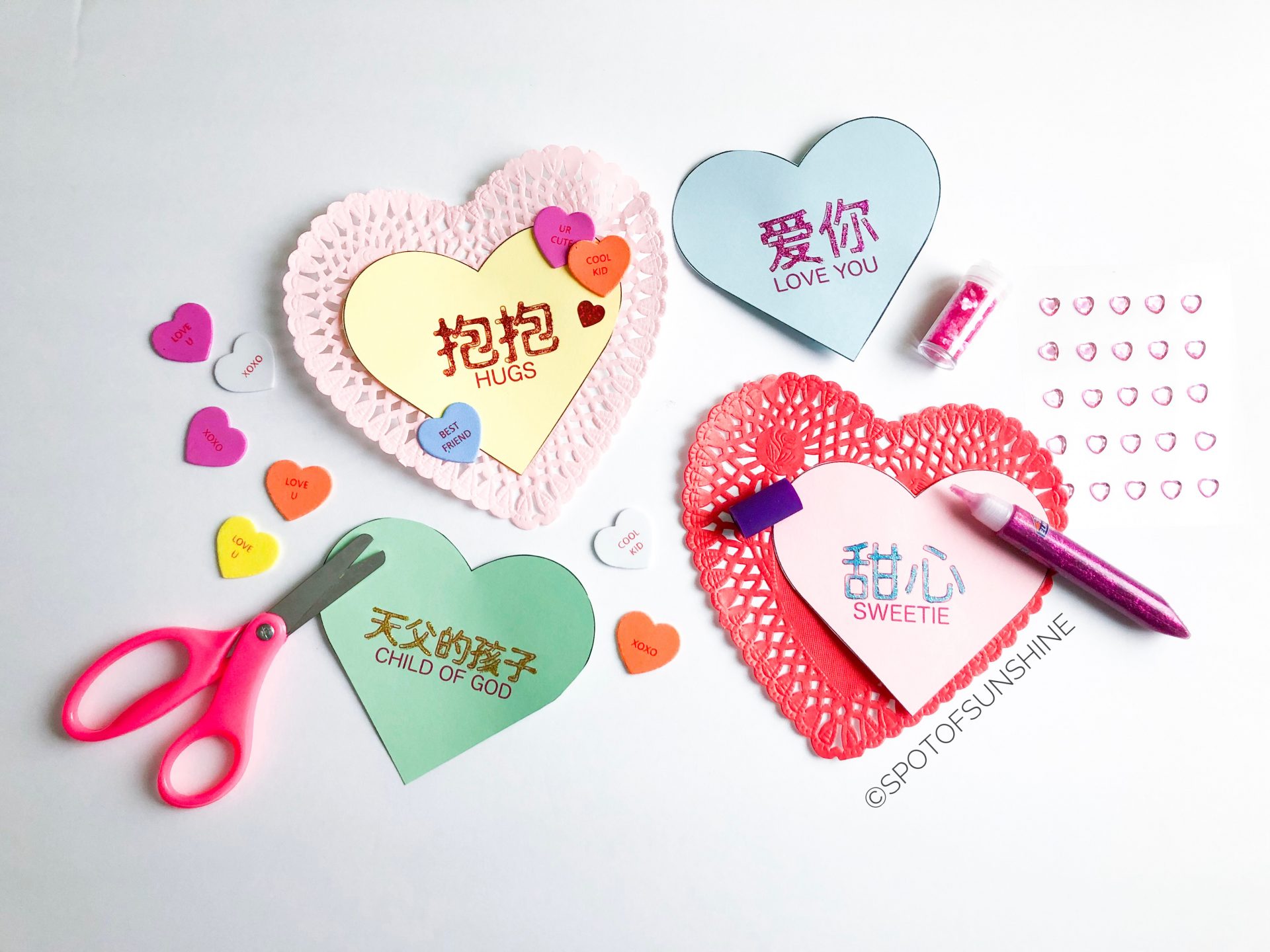 Free Printable Chinese Valentines for Kids 情人節卡片 - Spot of Sunshine