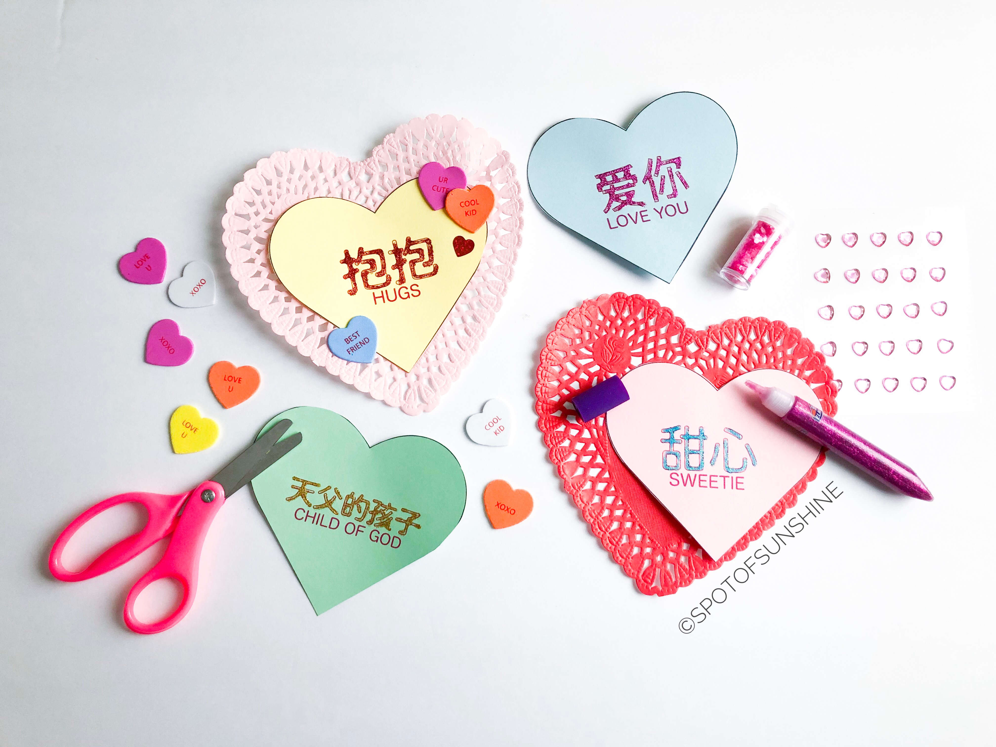 learn Chinese Mandarin kids children toddlers preschool DIY Valentine's day cards 情人節卡片DIY 兒童 基督徒 Christian crafts