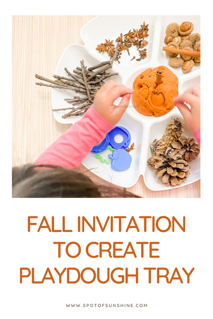 fall invitation to create playdough tray